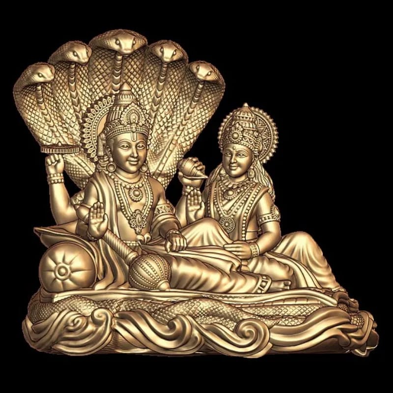 laxmi vishnu on sheshnaag 3D Model (5 Inch)