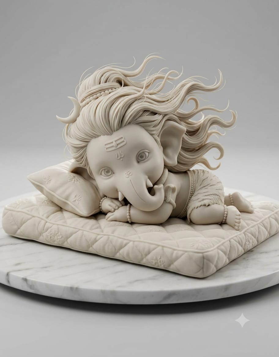 ganesha on pillow 3d model 5 inch